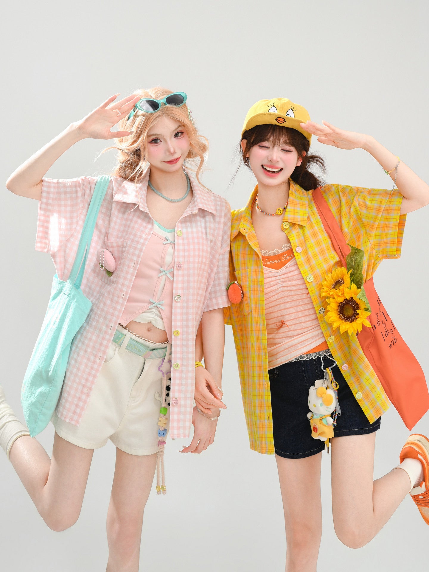 Peachy Pocket Gingham Shirt-Tops-ntbhshop