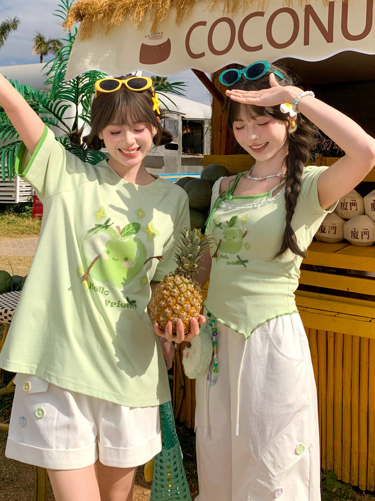 Green Apple Spark Trim Tee-Tops-ntbhshop
