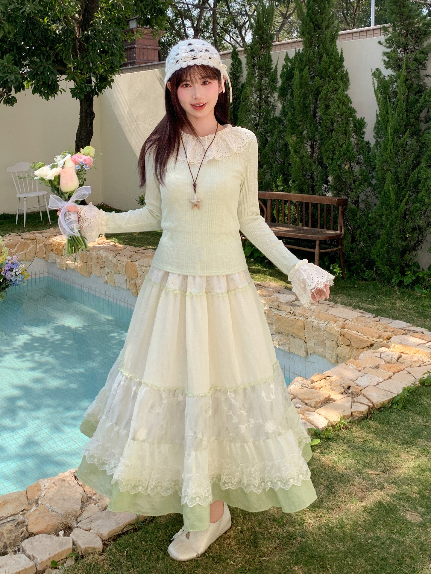 Sage Petal Knit Top-Tops-ntbhshop