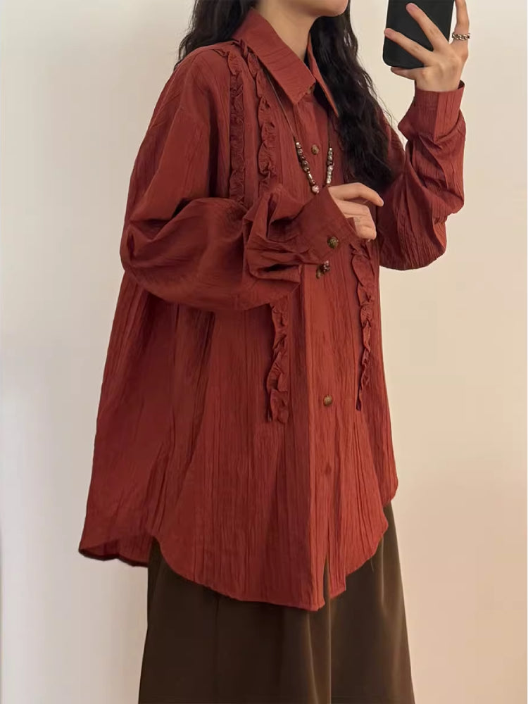 Mushroom Poem Puff Sleeve Blouses-ntbhshop