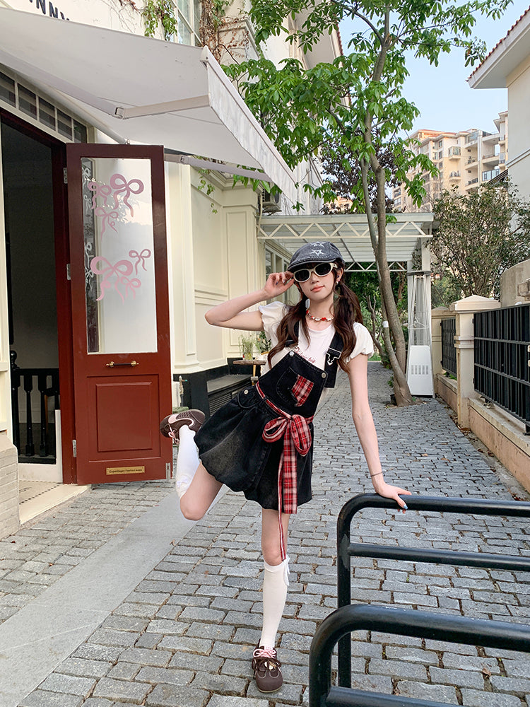 Rebel Sweetheart Puff Sleeve Top & Bubble Overall Dress-ntbhshop