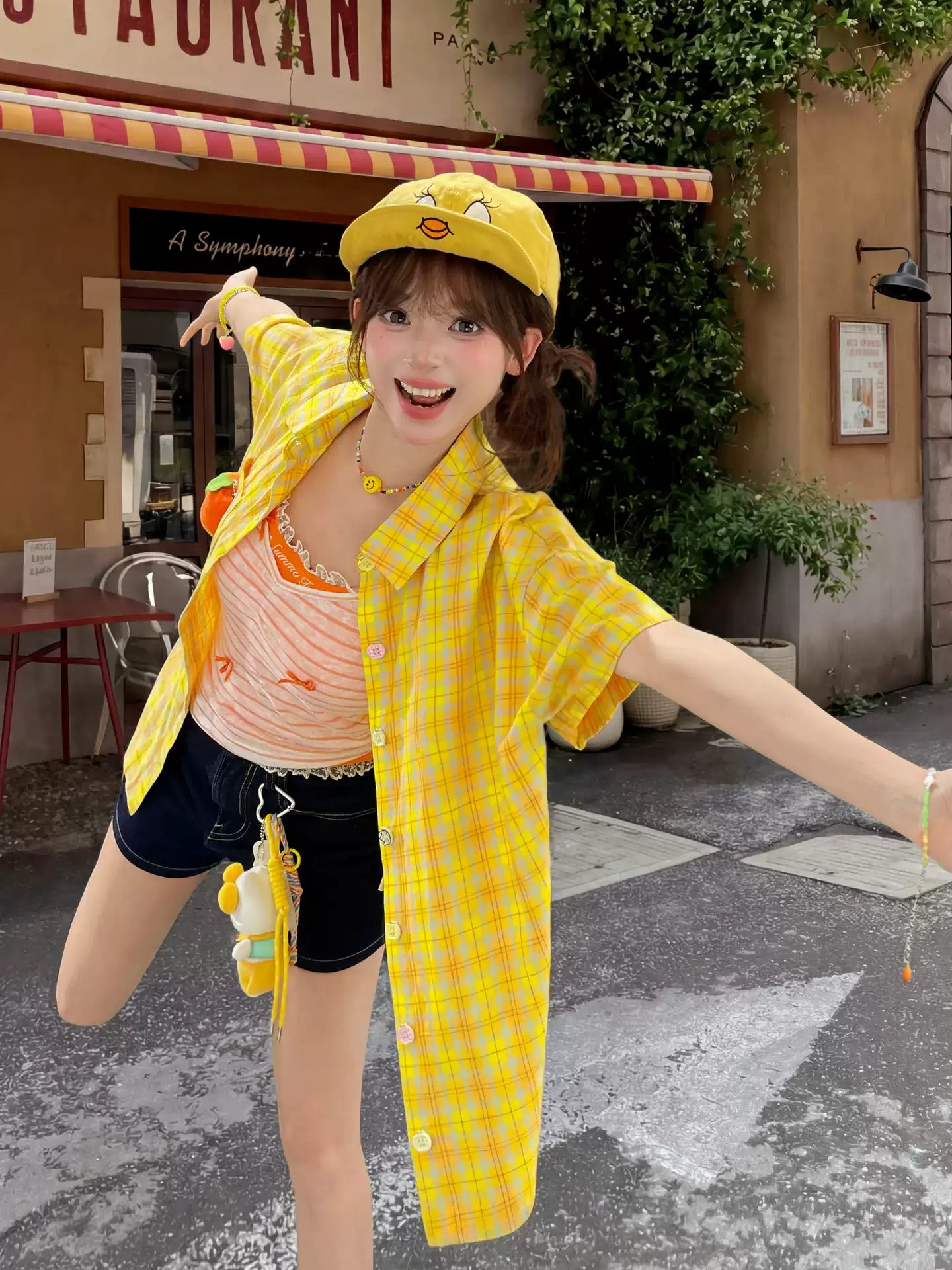 Tangerine Milk Gingham Shirt-Tops-ntbhshop