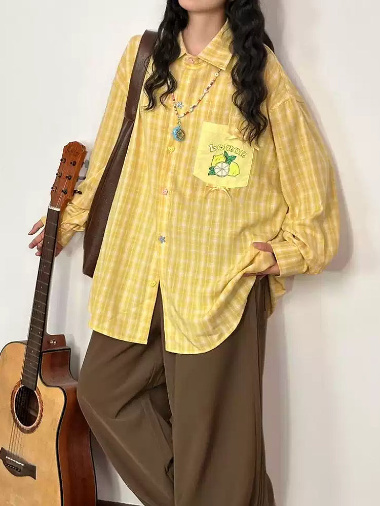 Fruit Pop Whimsy Plaid Shirts-Tops-ntbhshop
