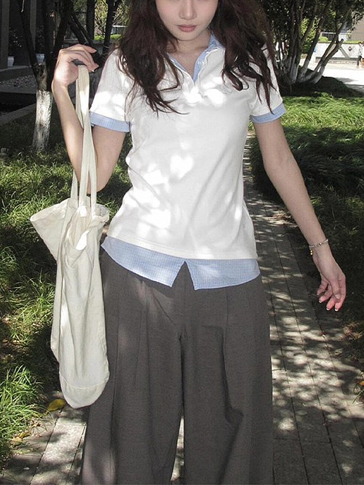 Dual Mood Check Polo Tops-ntbhshop