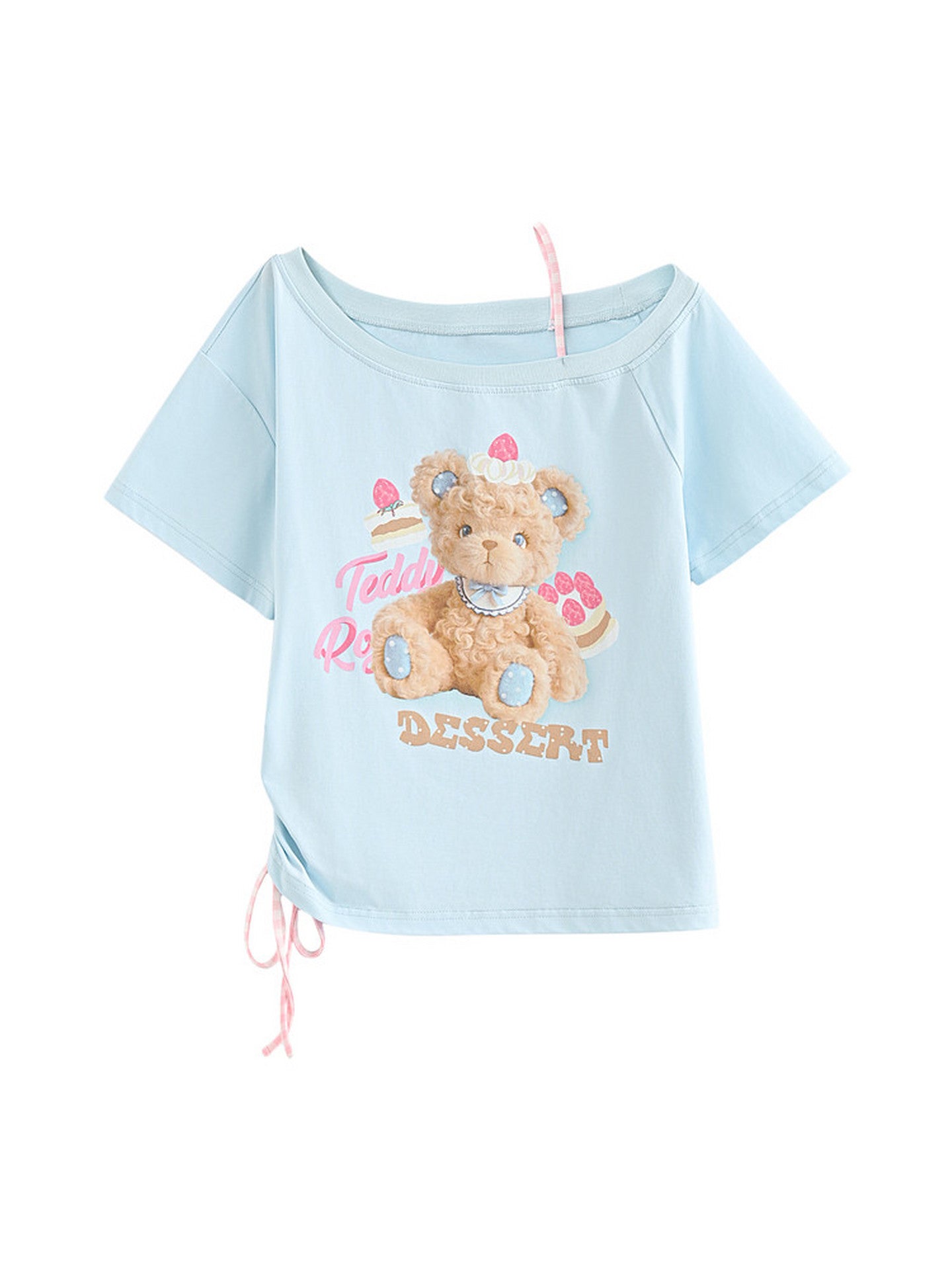 Berry Teddy Off Shoulder Tee-Tops-ntbhshop
