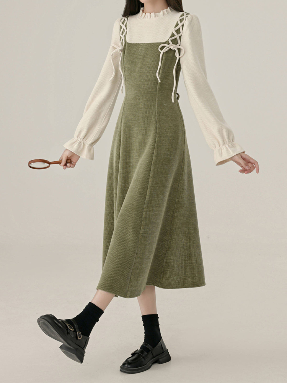 Moss Archive Knit Pinafore Dresses-Dresses-ntbhshop