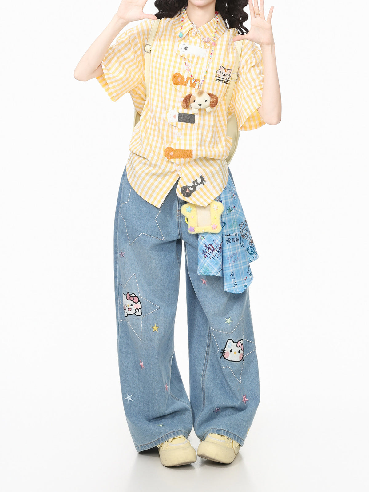 Kitty Pals Plaid Shirts-Tops-ntbhshop