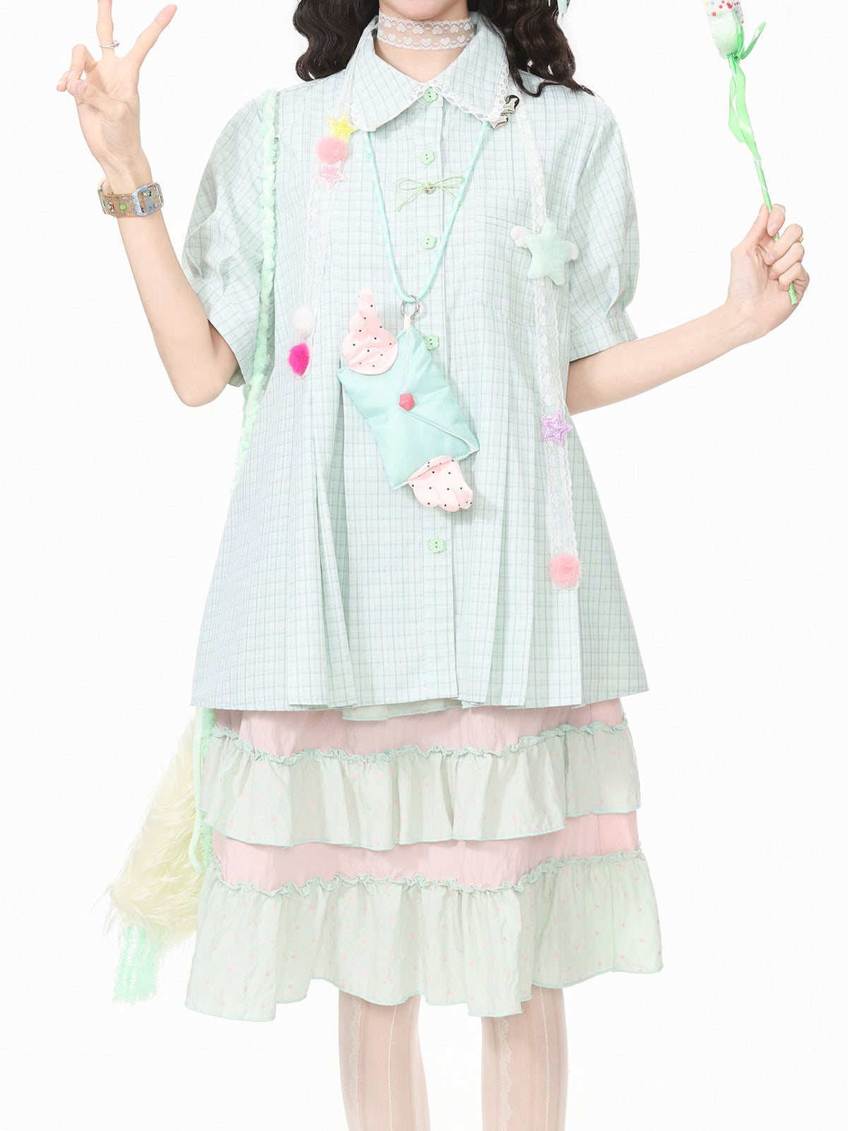 Twinkle Dolly Plaid Shirts & Scarves-Tops-ntbhshop