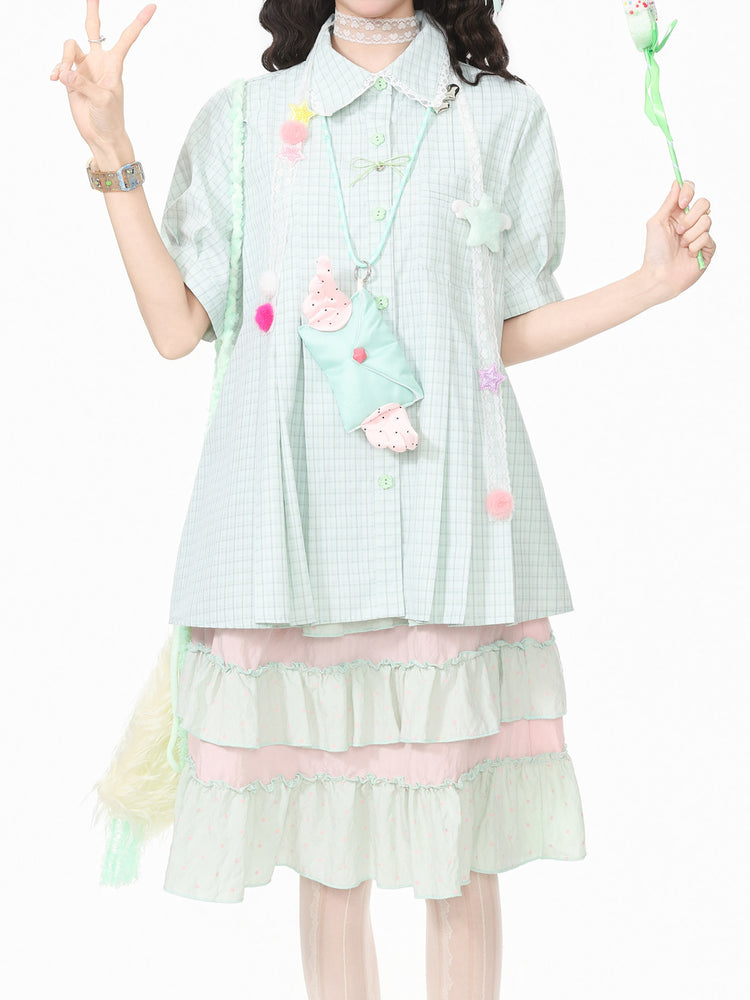 Twinkle Dolly Plaid Shirts & Scarves-Tops-ntbhshop