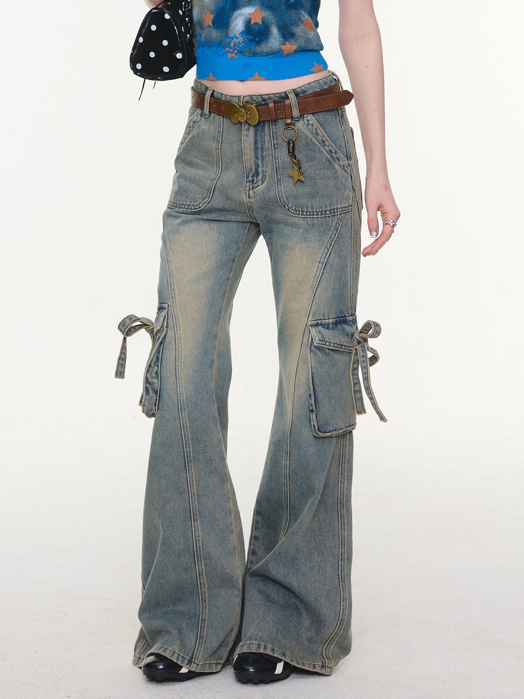 Bow Pocket Bootcut Jeans-Bottoms-ntbhshop