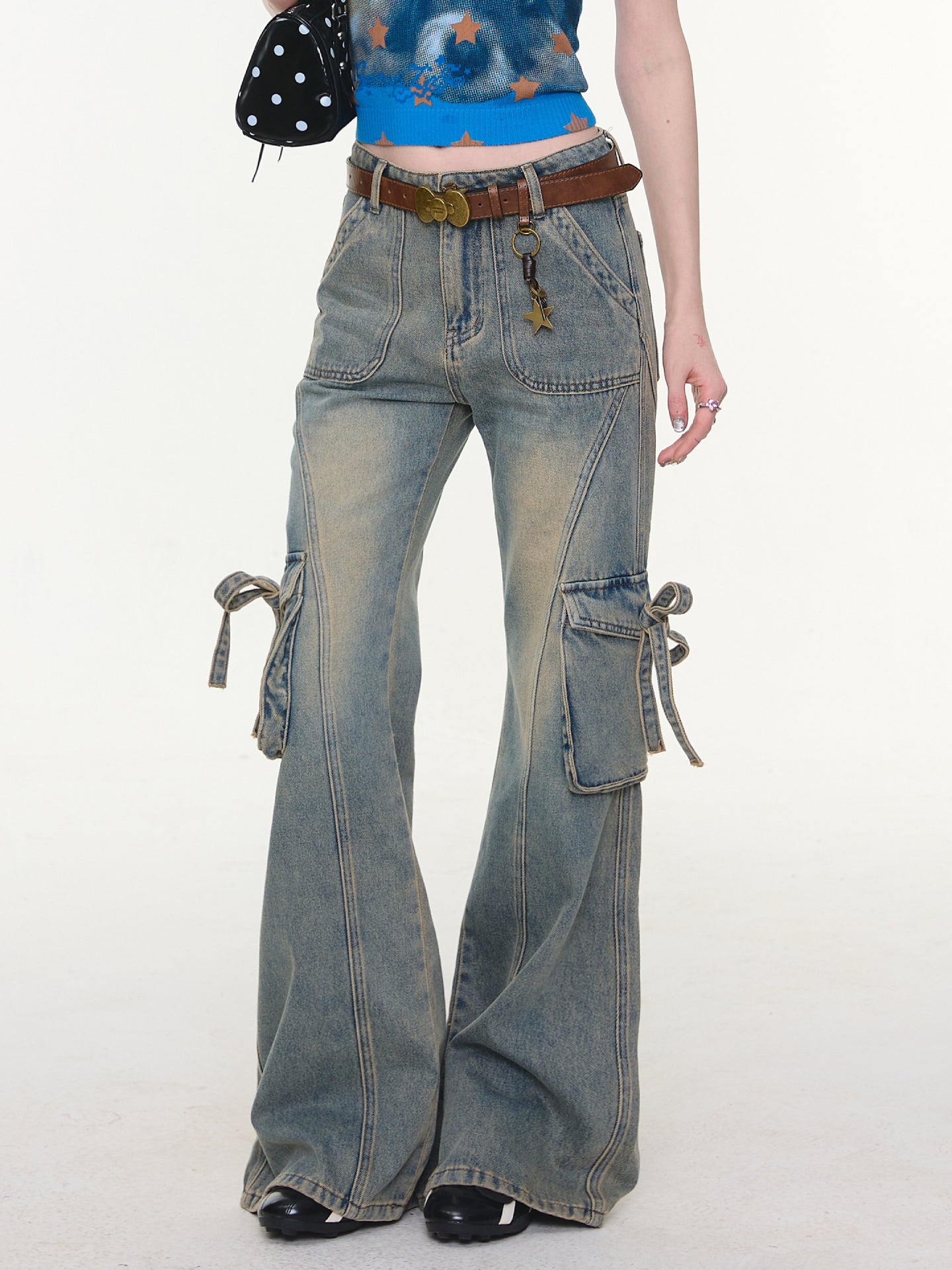 Bow Pocket Bootcut Jeans-Bottoms-ntbhshop