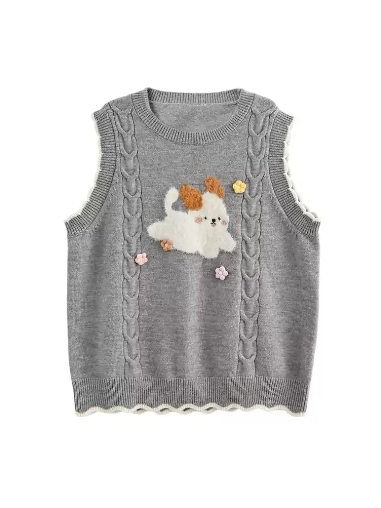 Milk Puppy Knit Vest-Outerwear-ntbhshop