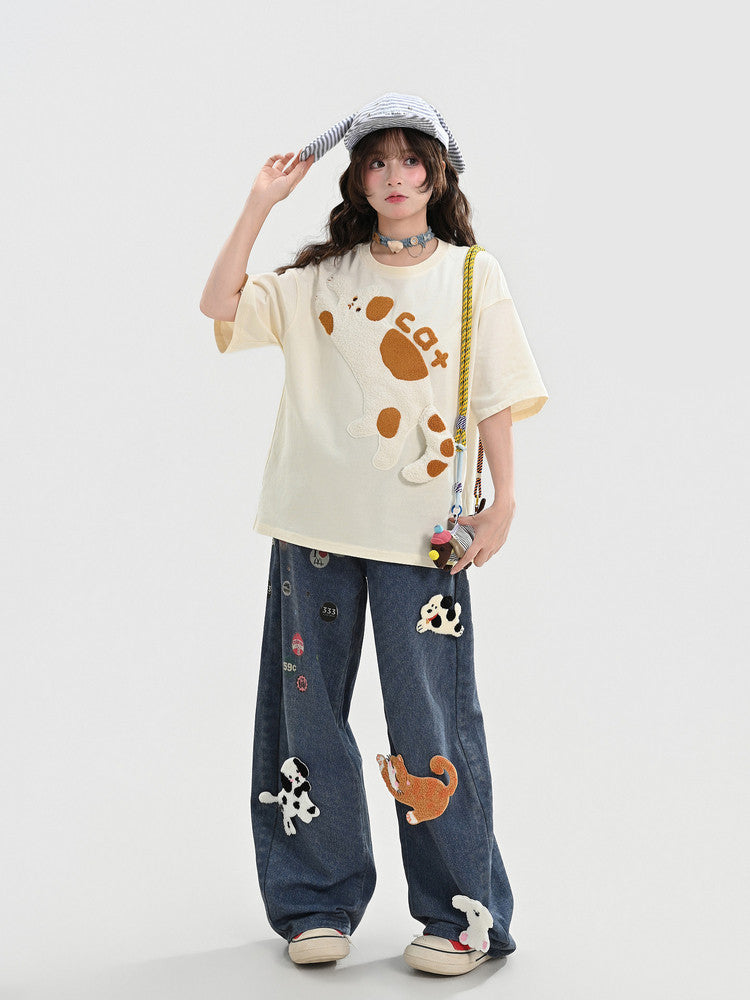 Milk Patch Cat Tee-Tops-ntbhshop