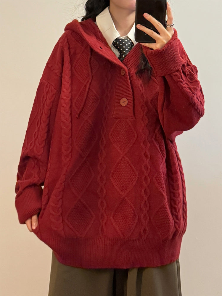 Maple Twist Academia Knit Hoodies-ntbhshop