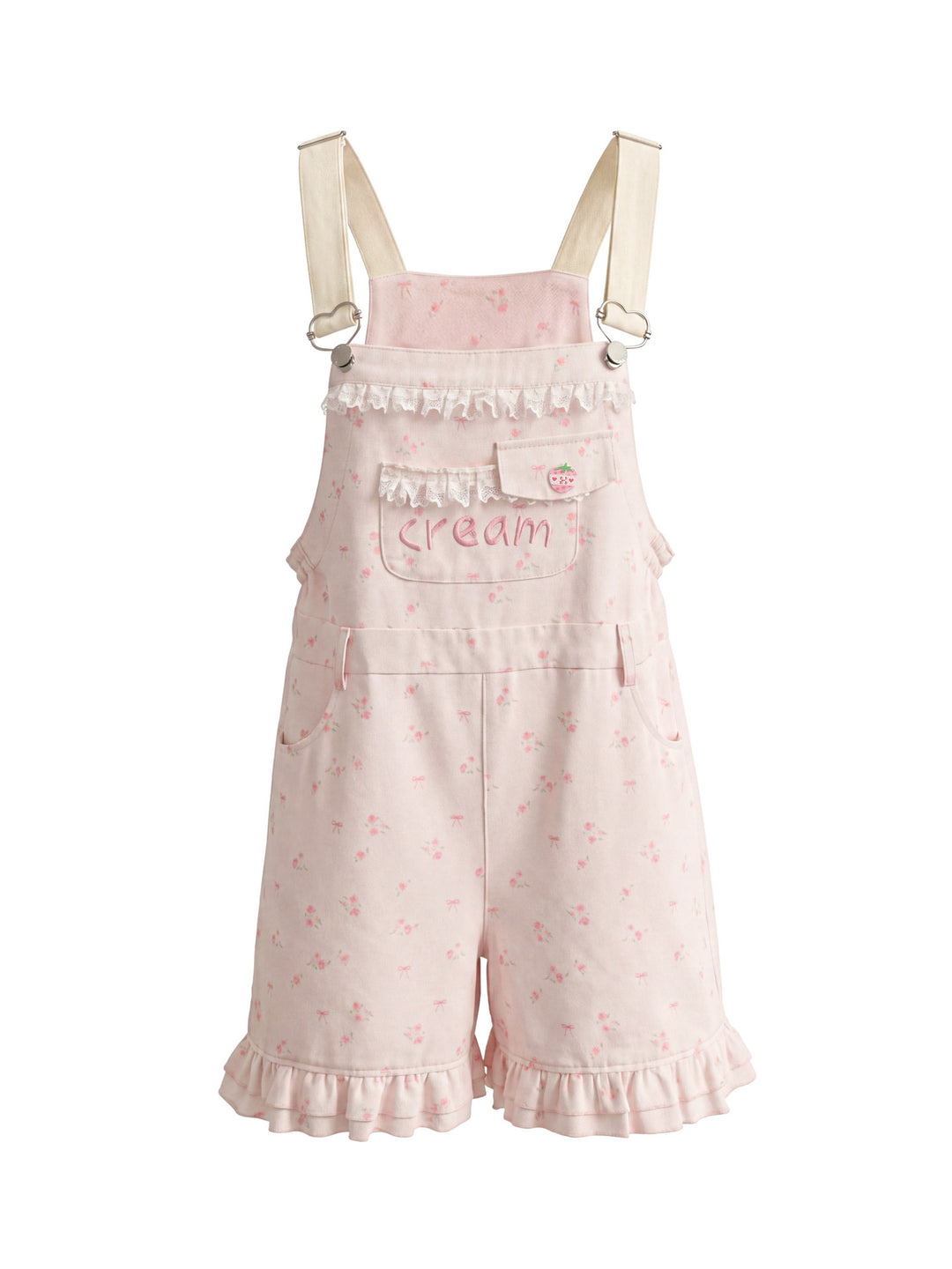 Berry Cream Overall Shorts-Bottoms-ntbhshop