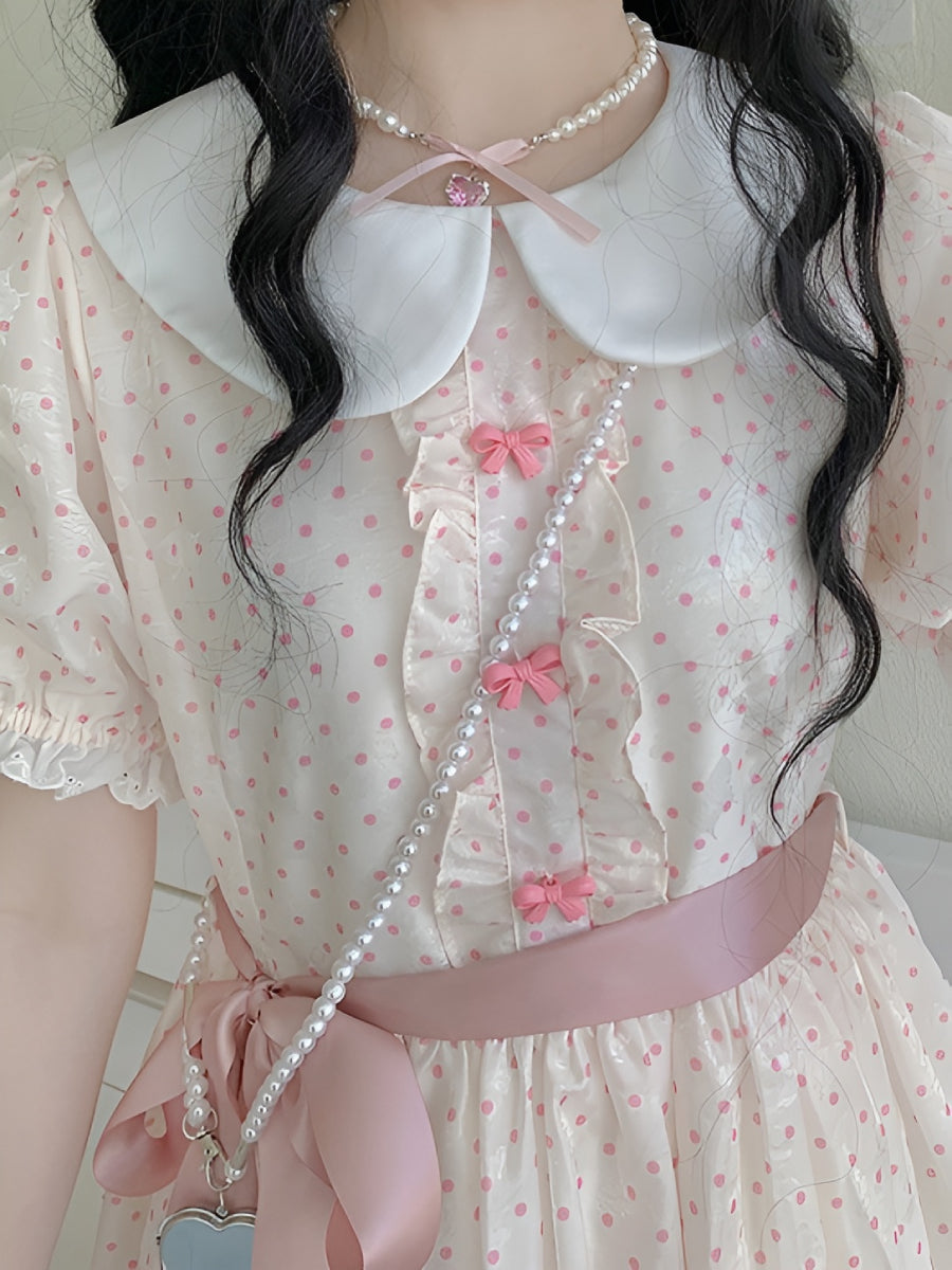 Sweetheart Dot Ribbon Dresses-Dresses-ntbhshop