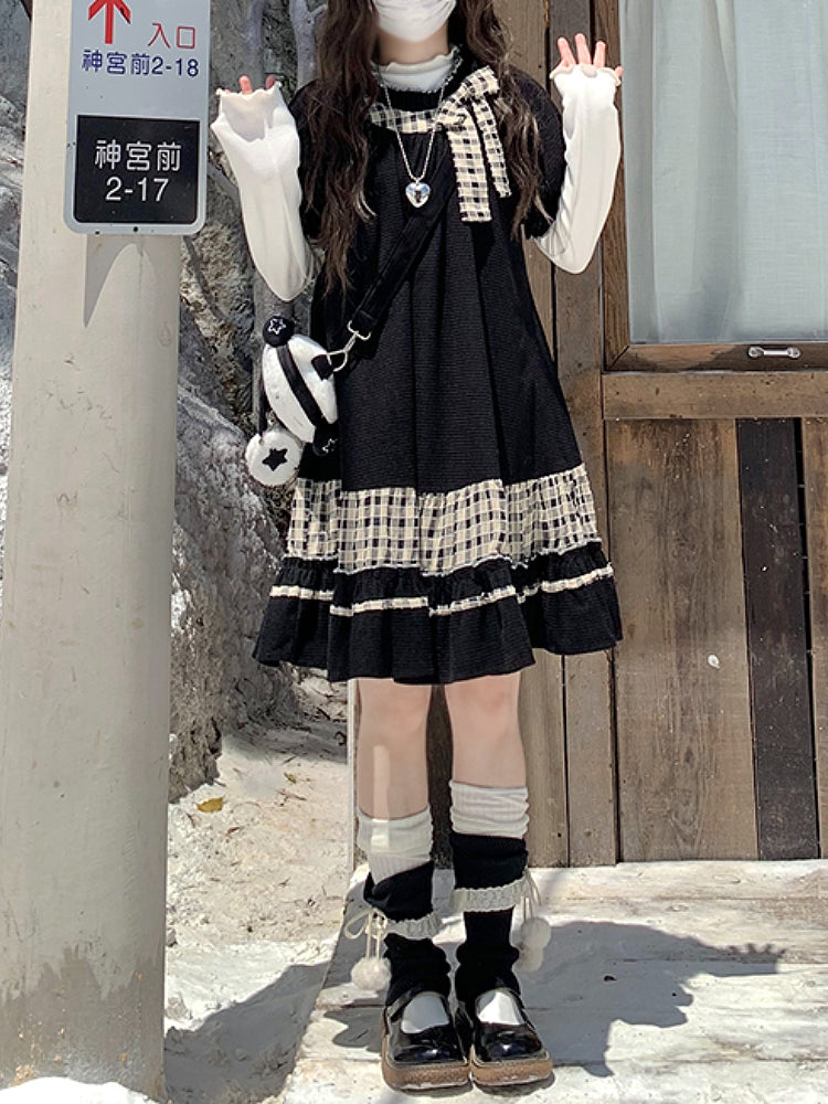 Toffee Ribbon Corduroy Cake Dresses-ntbhshop