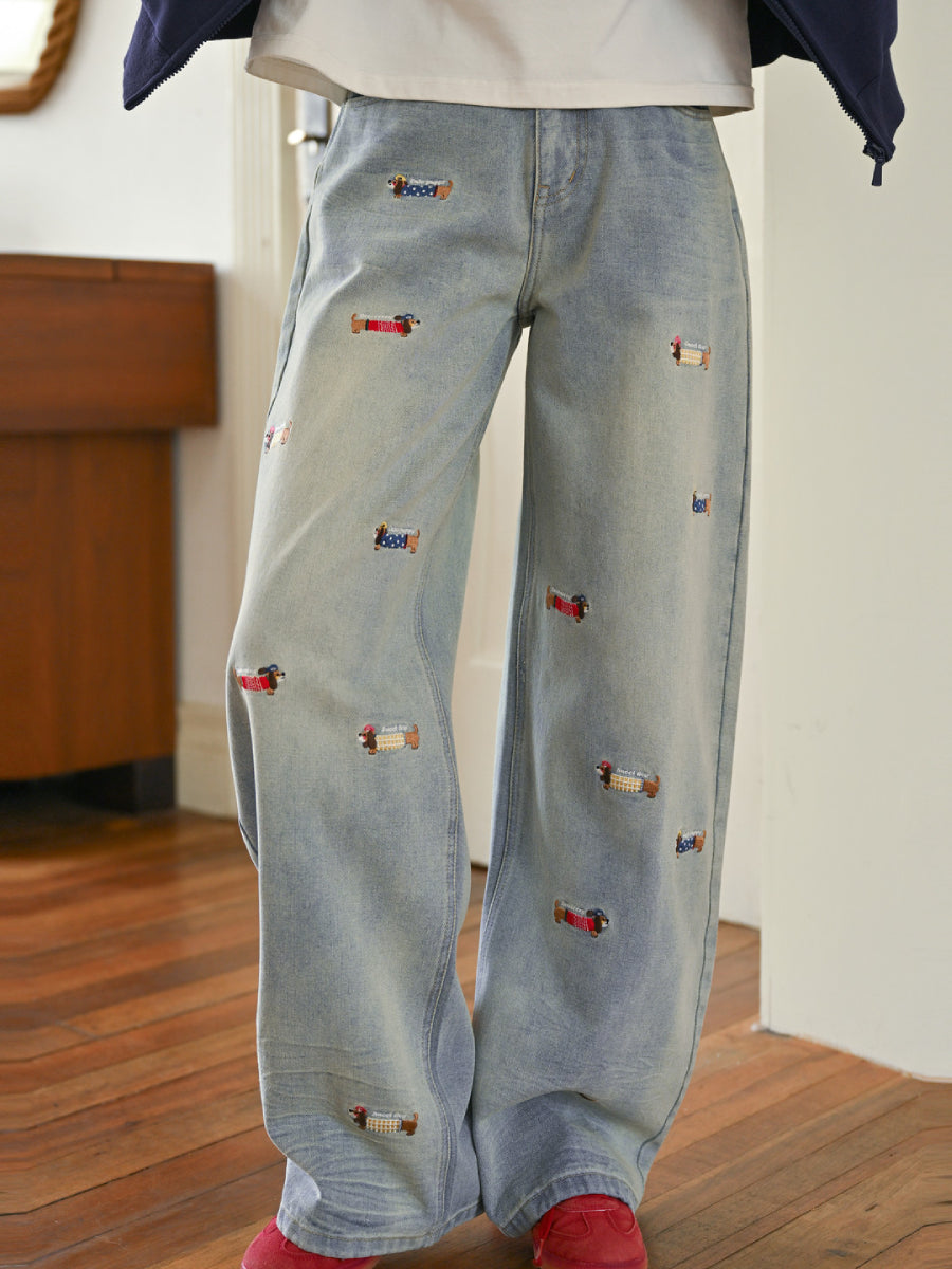 Bus Stop Dachshund Jeans-Bottoms-ntbhshop