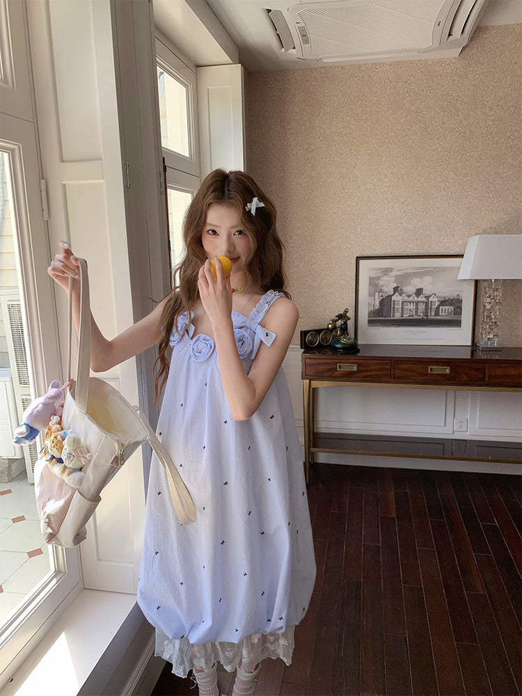 Ice Blossom Lace Bubble Dress-ntbhshop