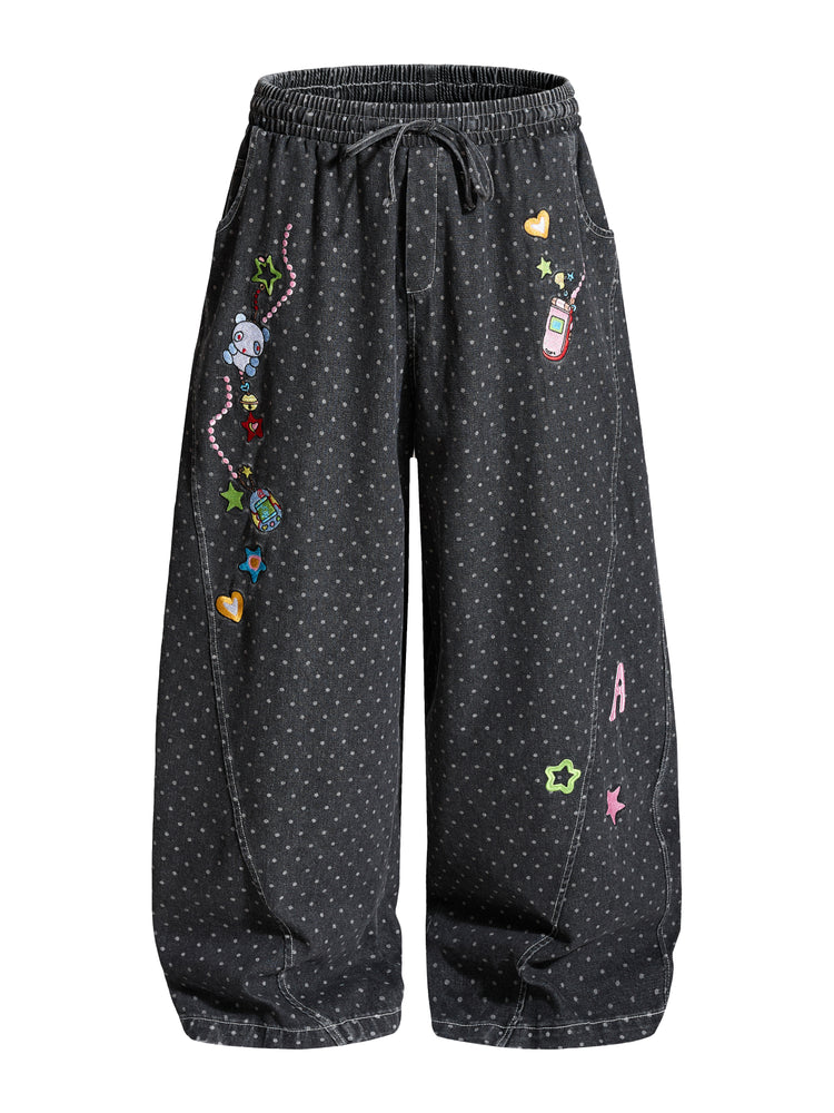 Lovebug Doodle Wide Leg Jeans-Bottoms-ntbhshop