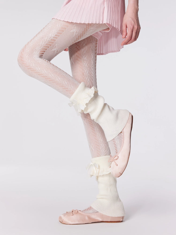 Ribbon Latte Lace Leg Warmers-ntbhshop