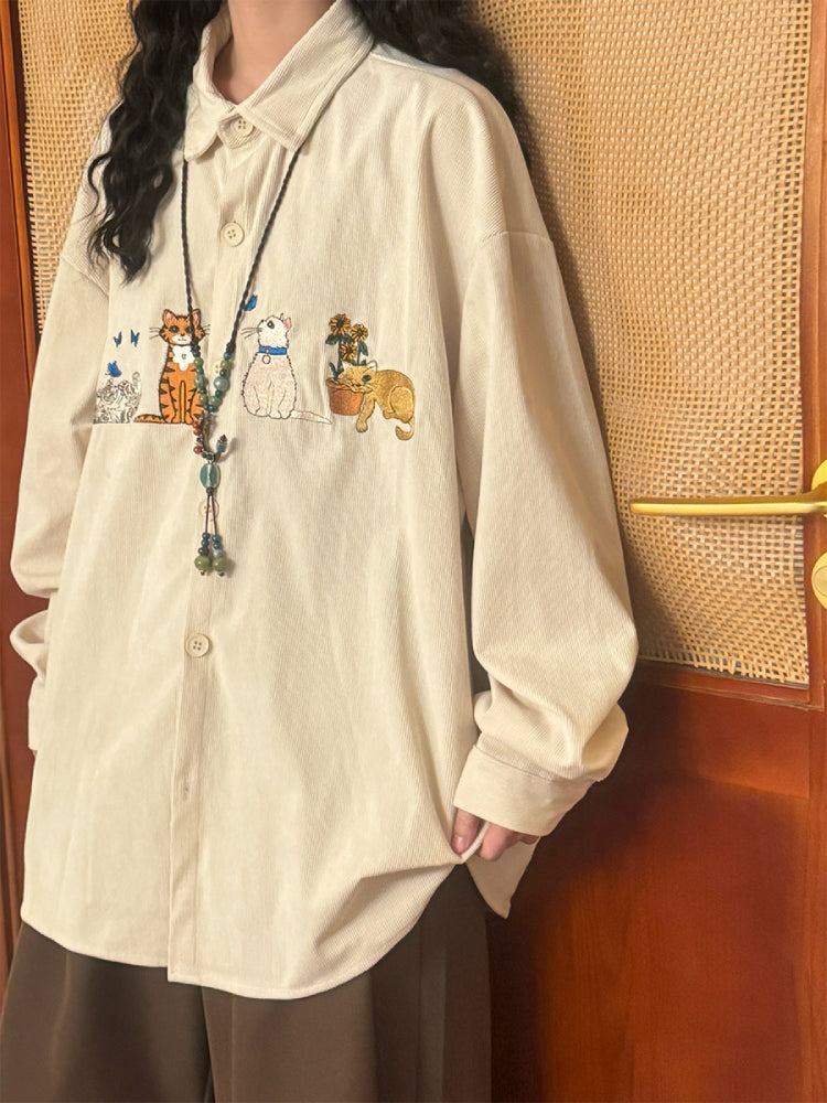 Whisker Tales Unisex Corduroy Shirts-Tops-ntbhshop