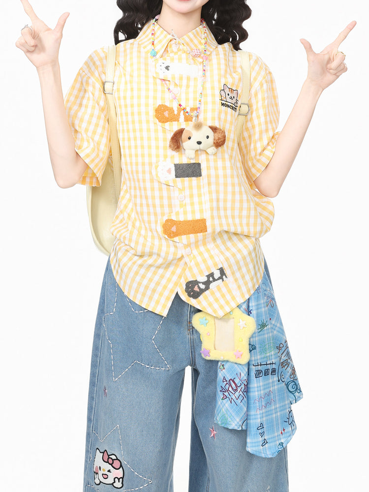 Kitty Pals Plaid Shirts-Tops-ntbhshop