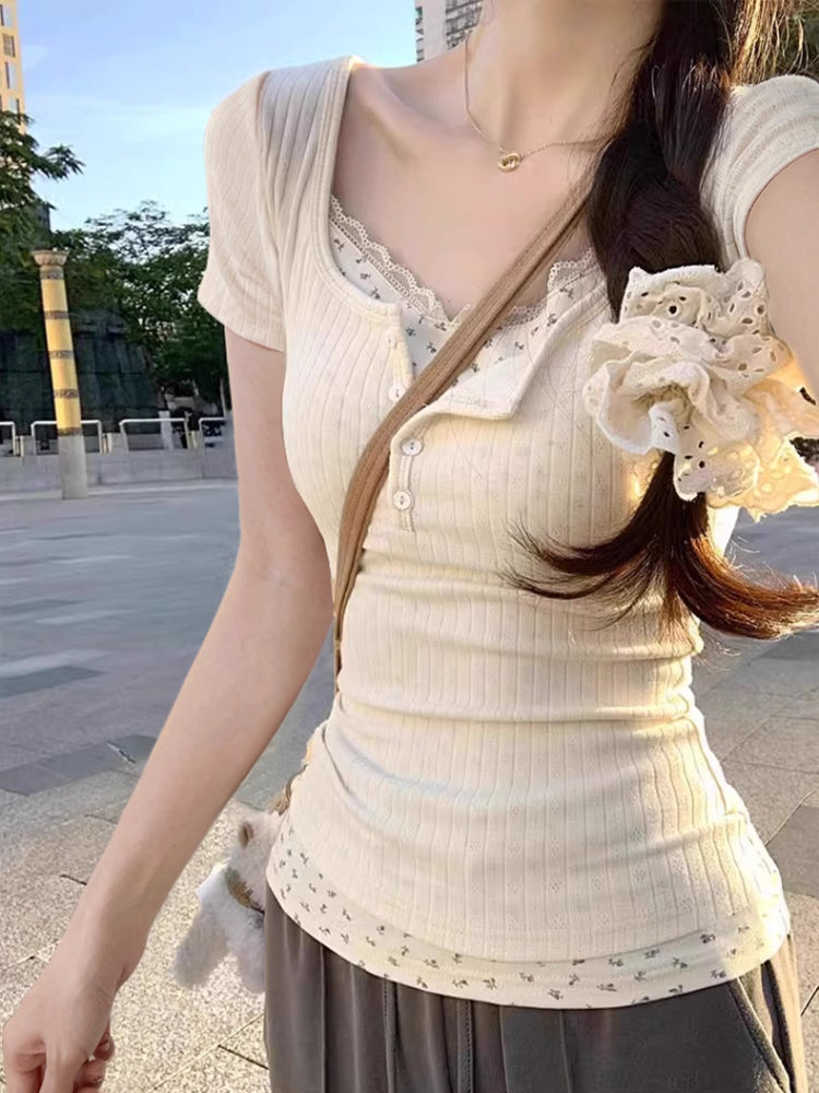 Soft Bloom Lace Slim Tops-ntbhshop