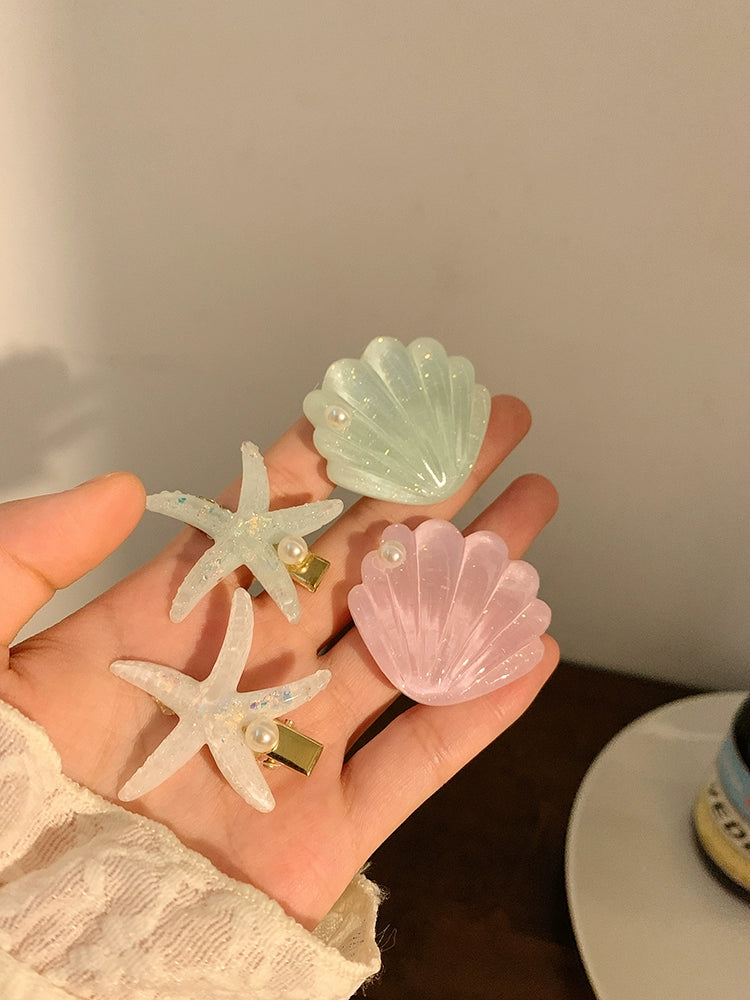 Mermaid Starfish & Shell Side Hair Clips-ntbhshop