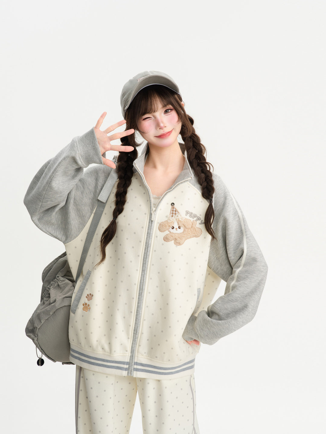 Puppy Dottie Varsity Jacket-Outerwear-ntbhshop