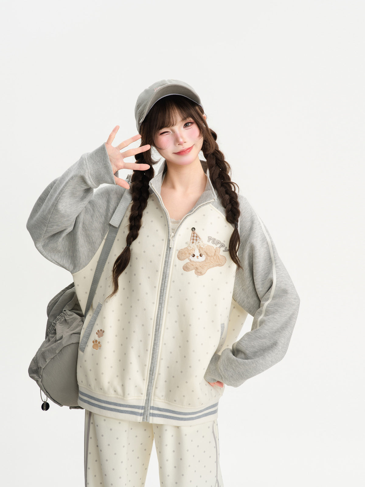 Puppy Dottie Varsity Jacket-Outerwear-ntbhshop