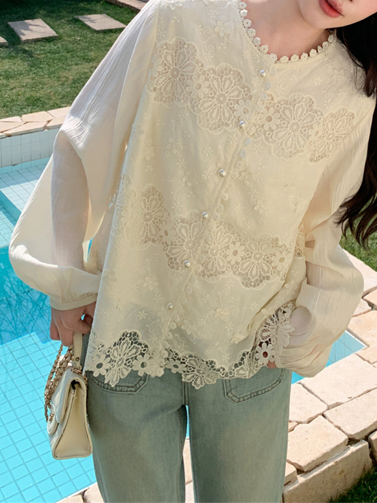 Pearl Garden Lace Blouse-ntbhshop