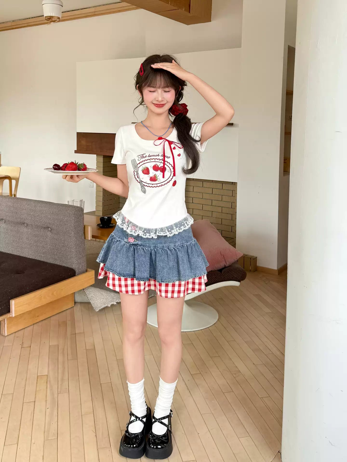 Strawberry Lunch Baby Tee-Tops-ntbhshop