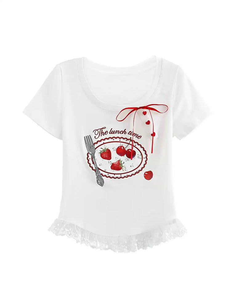 Strawberry Lunch Baby Tee-Tops-ntbhshop