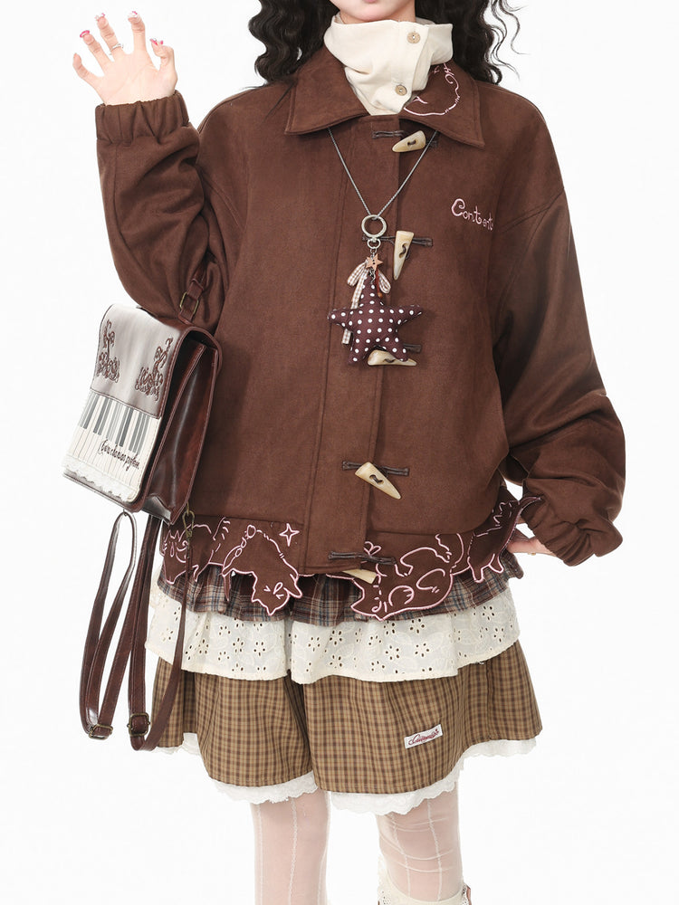 Scribble Cat Suede Jackets-Outerwear-ntbhshop