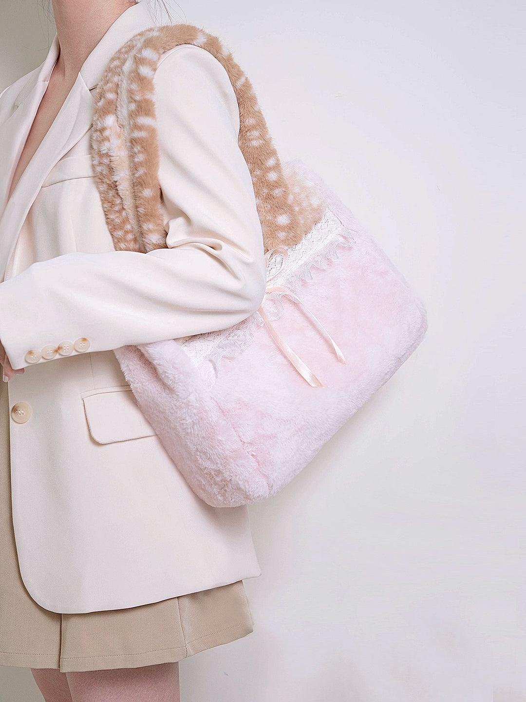 Blushing Fawn Plush Shoulder Bag-ntbhshop