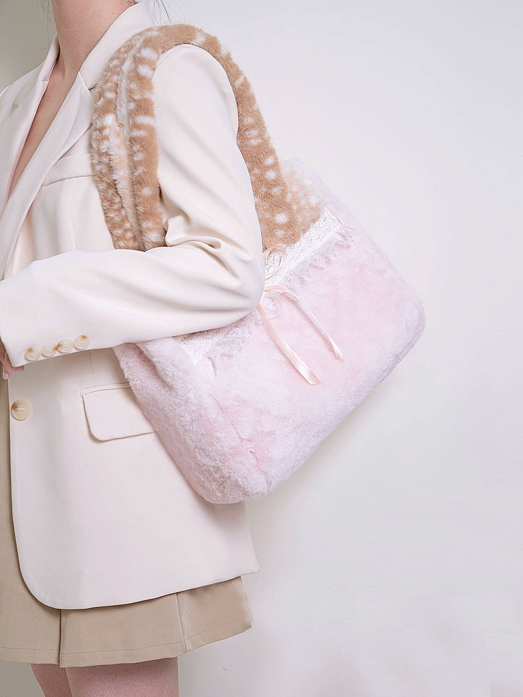 Blushing Fawn Plush Shoulder Bag-ntbhshop