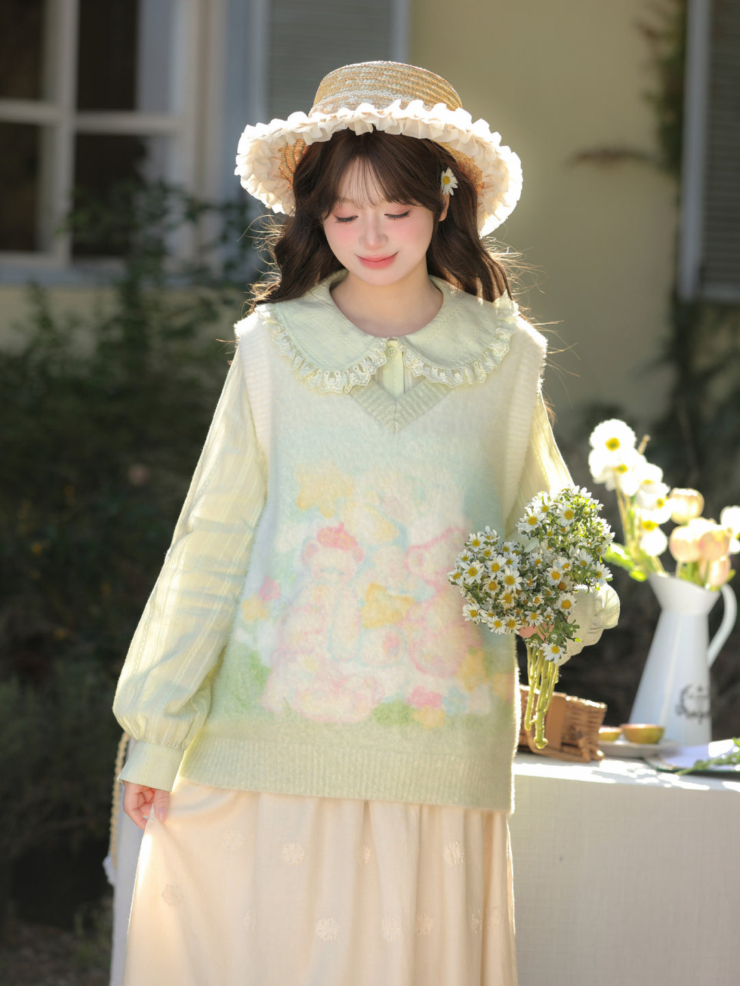 Garden Bear Knit Vest-Outerwear-ntbhshop