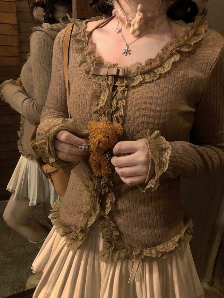 Heart Roll Ballet Knit Blouses-ntbhshop