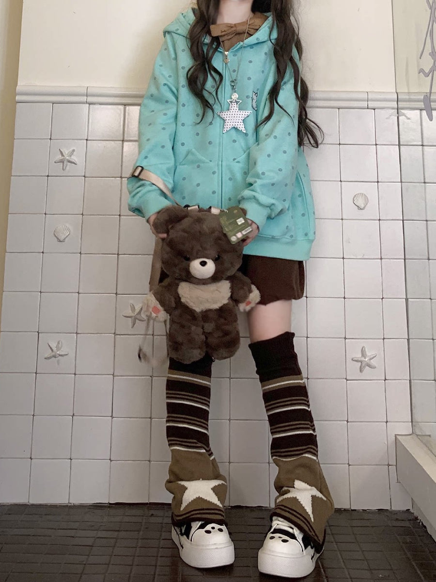Kitten Dot Hooded Jackets-Outerwear-ntbhshop