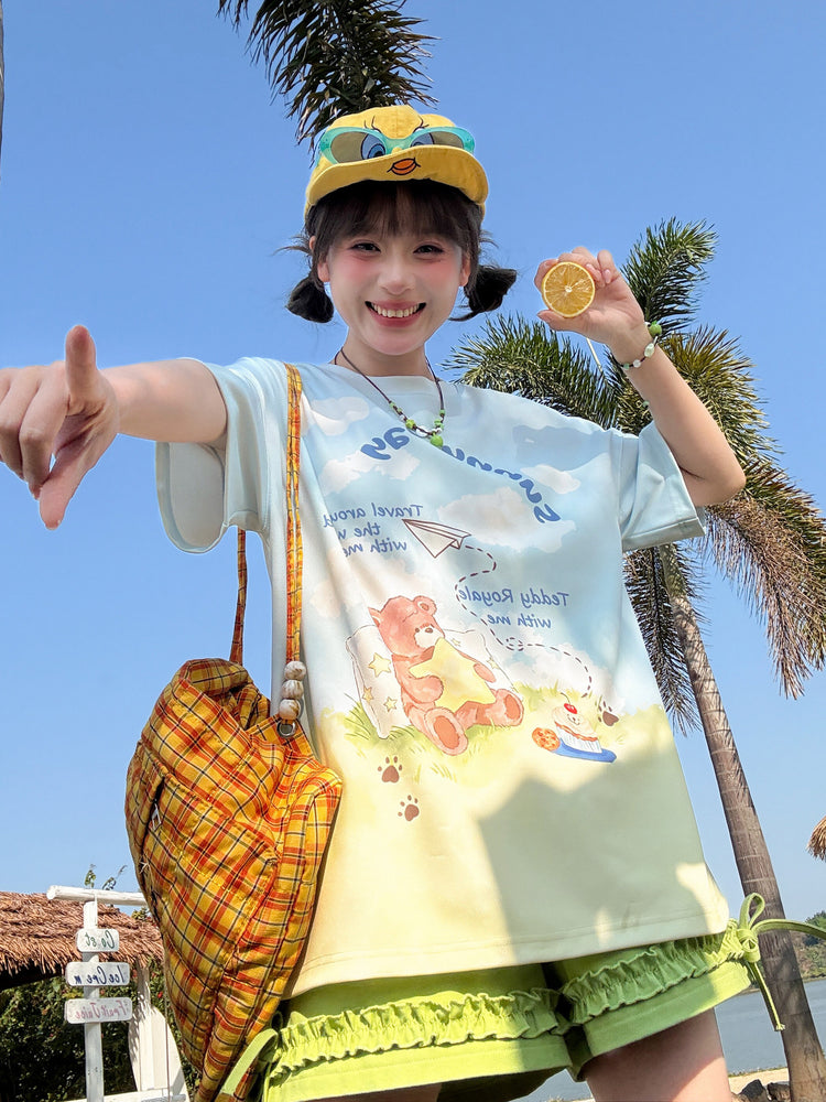 Sunny Day Bear Tee-Tops-ntbhshop