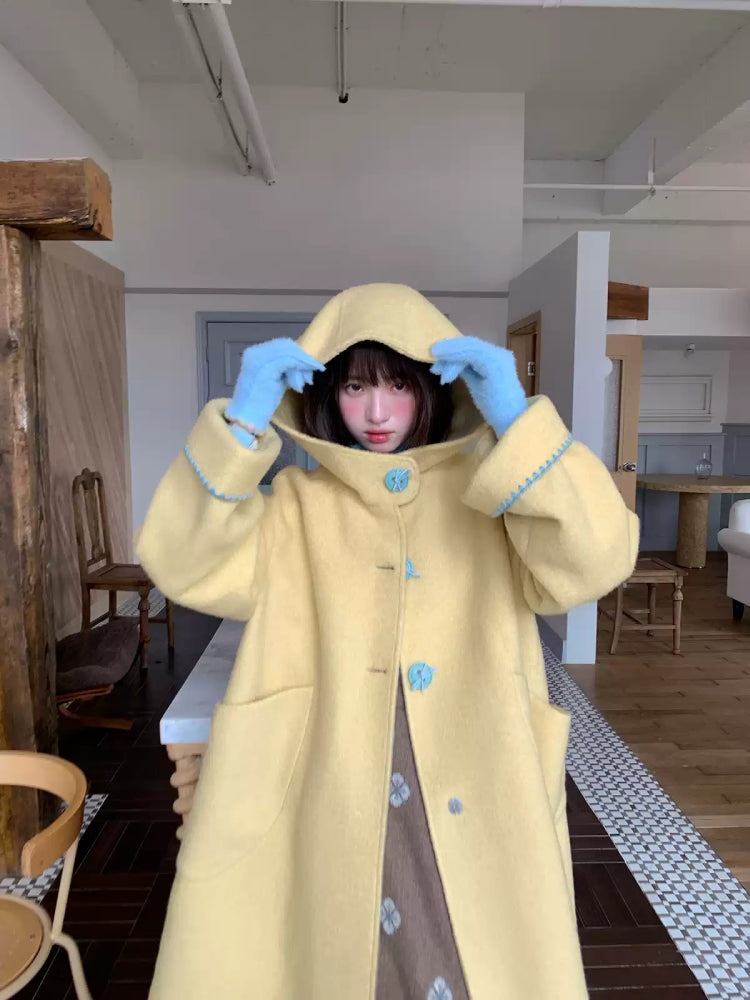 Cheese Trap Dopamine Trim Woolen Coat-ntbhshop