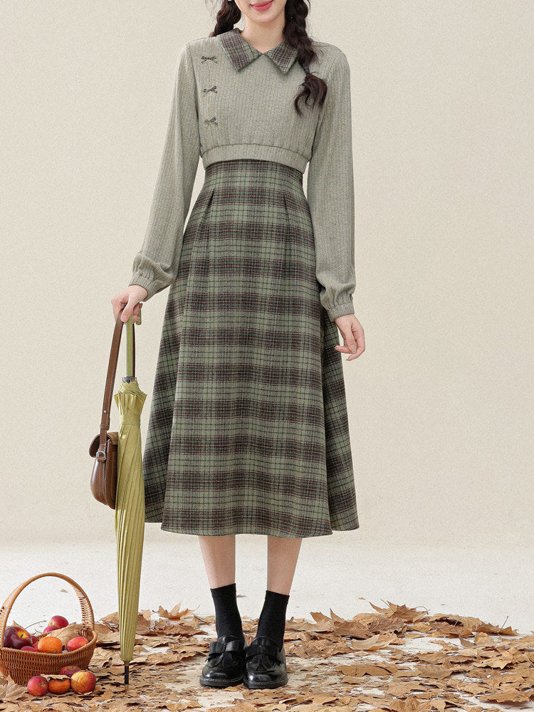Mossbound Plaid Midi Dress-Dresses-ntbhshop