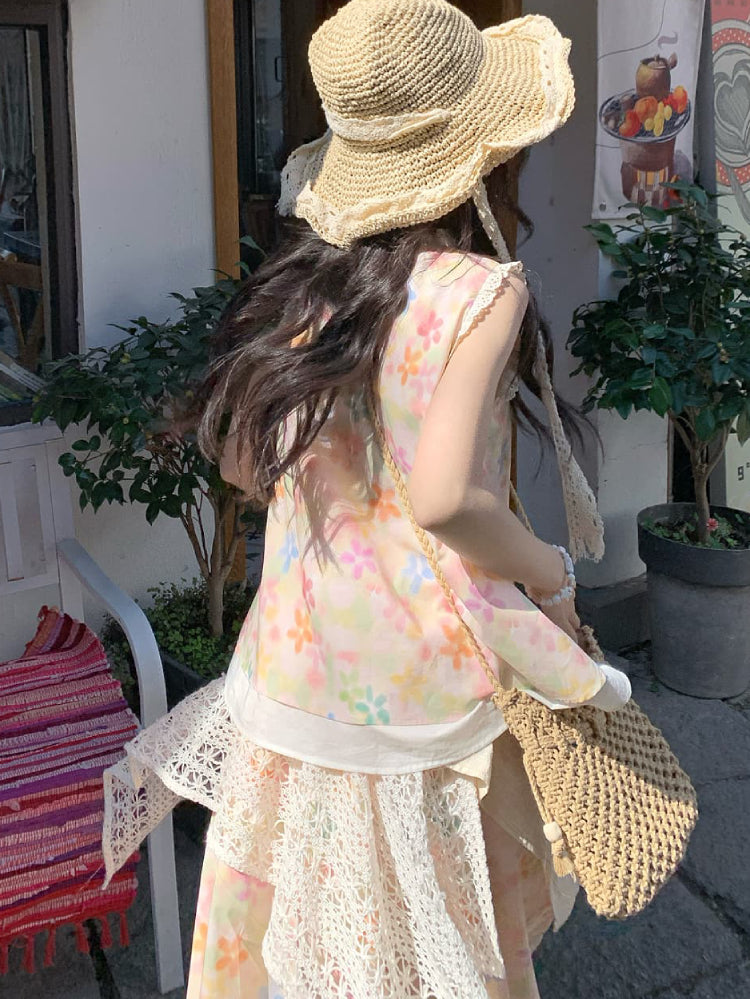 Boho Bloom Ruffle Sleeve Top & Maxi Skirt-ntbhshop