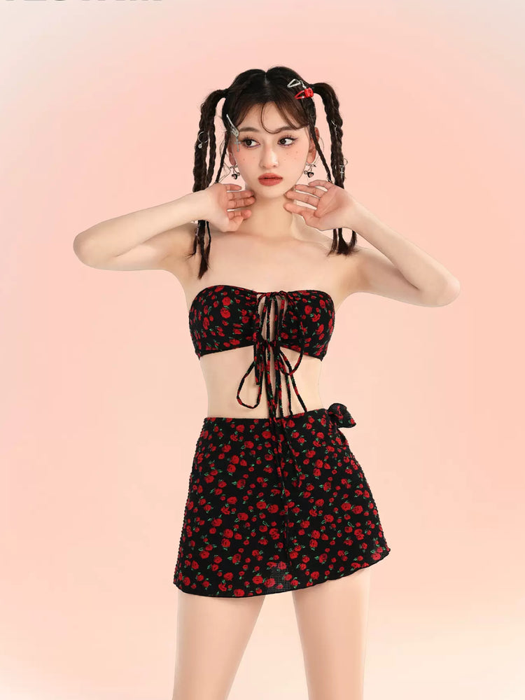 Rose Desire Split Three-Piece Bikini Set-ntbhshop