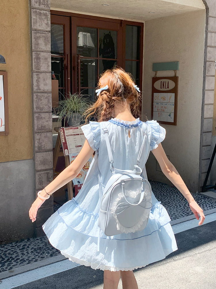 Ocean Whisper Fairy Sleeve Blouse, Dress & Denim Skirt-ntbhshop