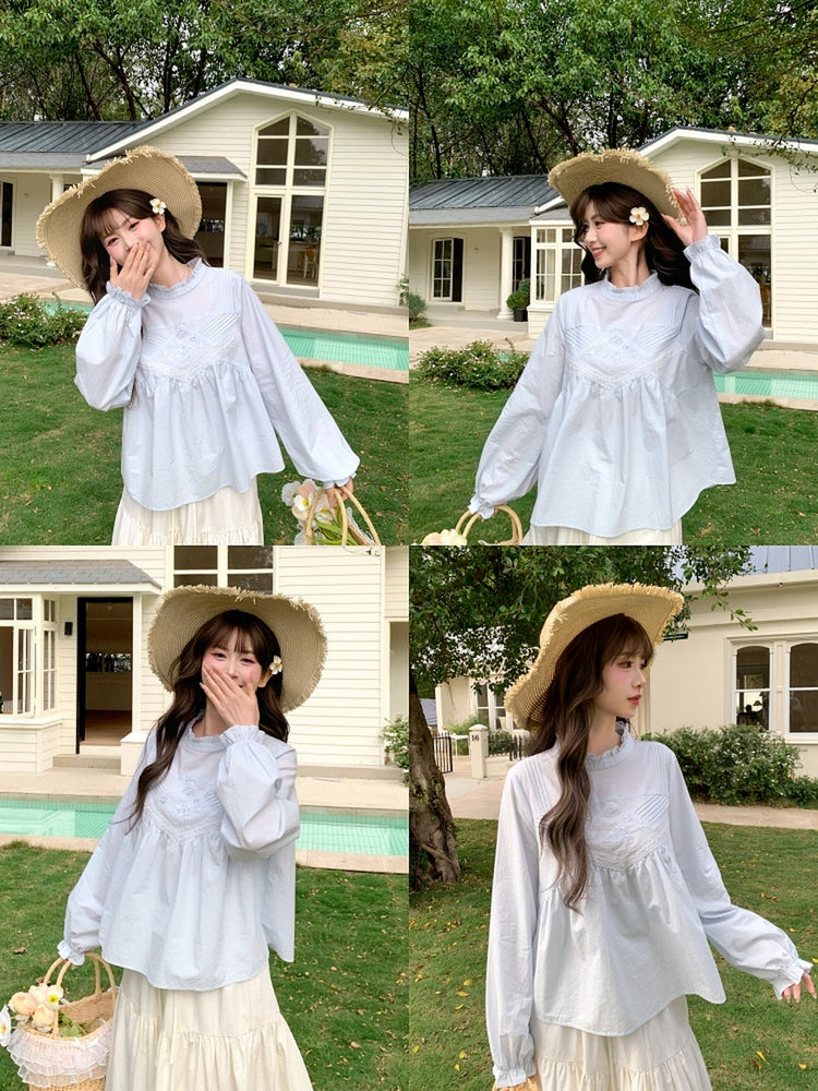 Petal Cloud Lace Blouse-Tops-ntbhshop