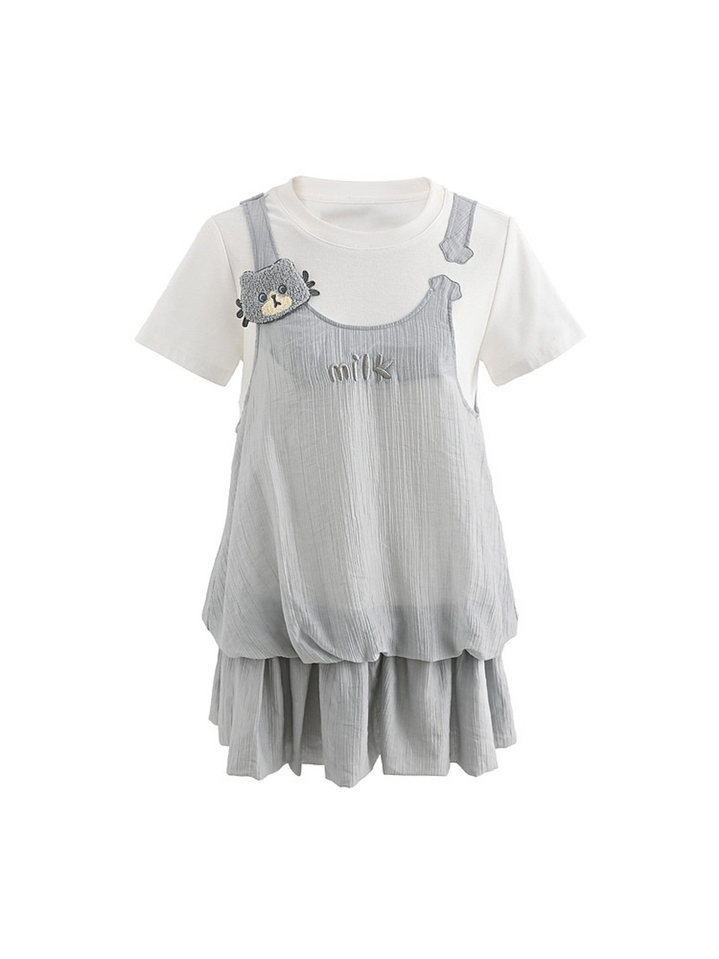 Milk Cat Pinafore Dress-Dresses-ntbhshop