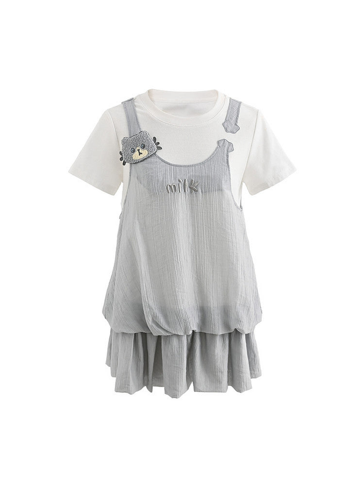 Milk Cat Pinafore Dress-Dresses-ntbhshop