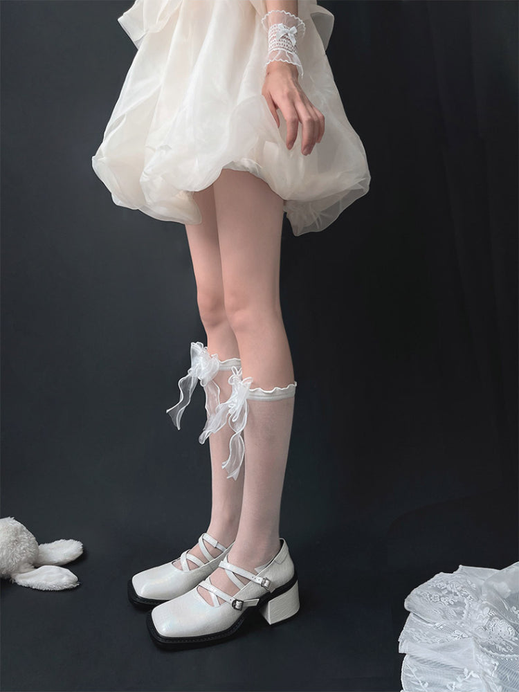 Sugarveil Bow Sheer Knee Socks-ntbhshop